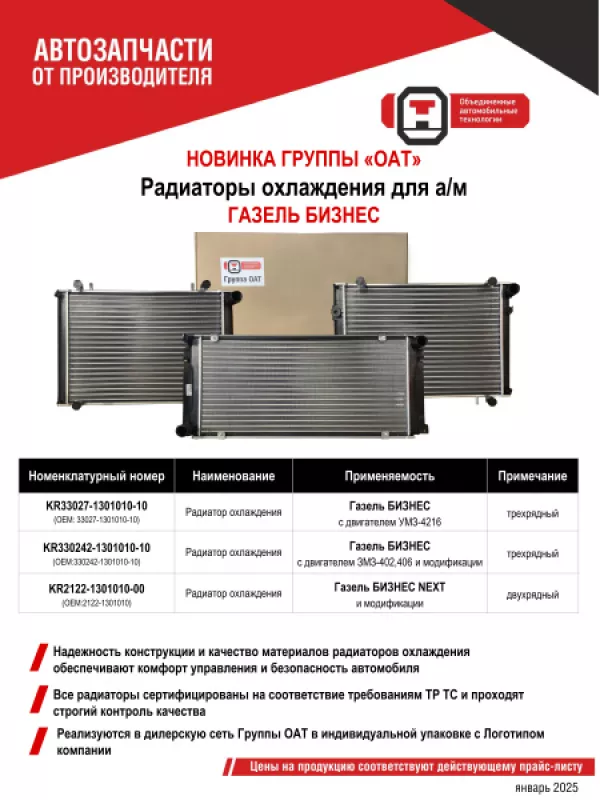 Новая номенклатура Группы ОАТ