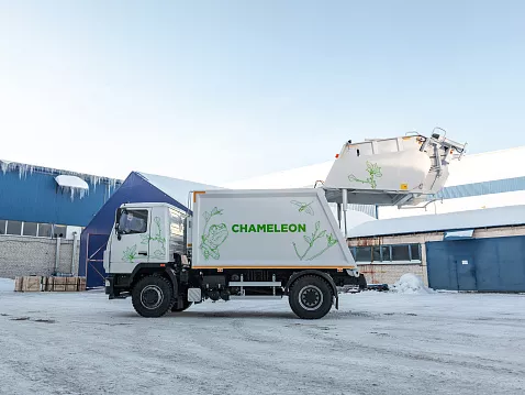 Мусоровоз с задней загрузкой Chameleon МТБ-16. На шасси МАЗ-5340.