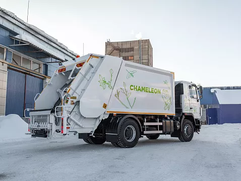 Мусоровоз с задней загрузкой Chameleon МТБ-16. На шасси МАЗ-5340.